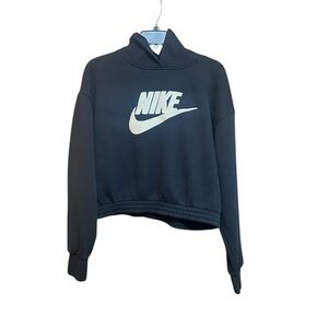 Nike Sweatshirt Women Black Hoodie Cropped Pullover Long Sleeve Athletic hoodie